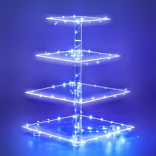 Cupcake Stand, 4-Tier Square Acrylic Cupcake Display Stand with LED Light