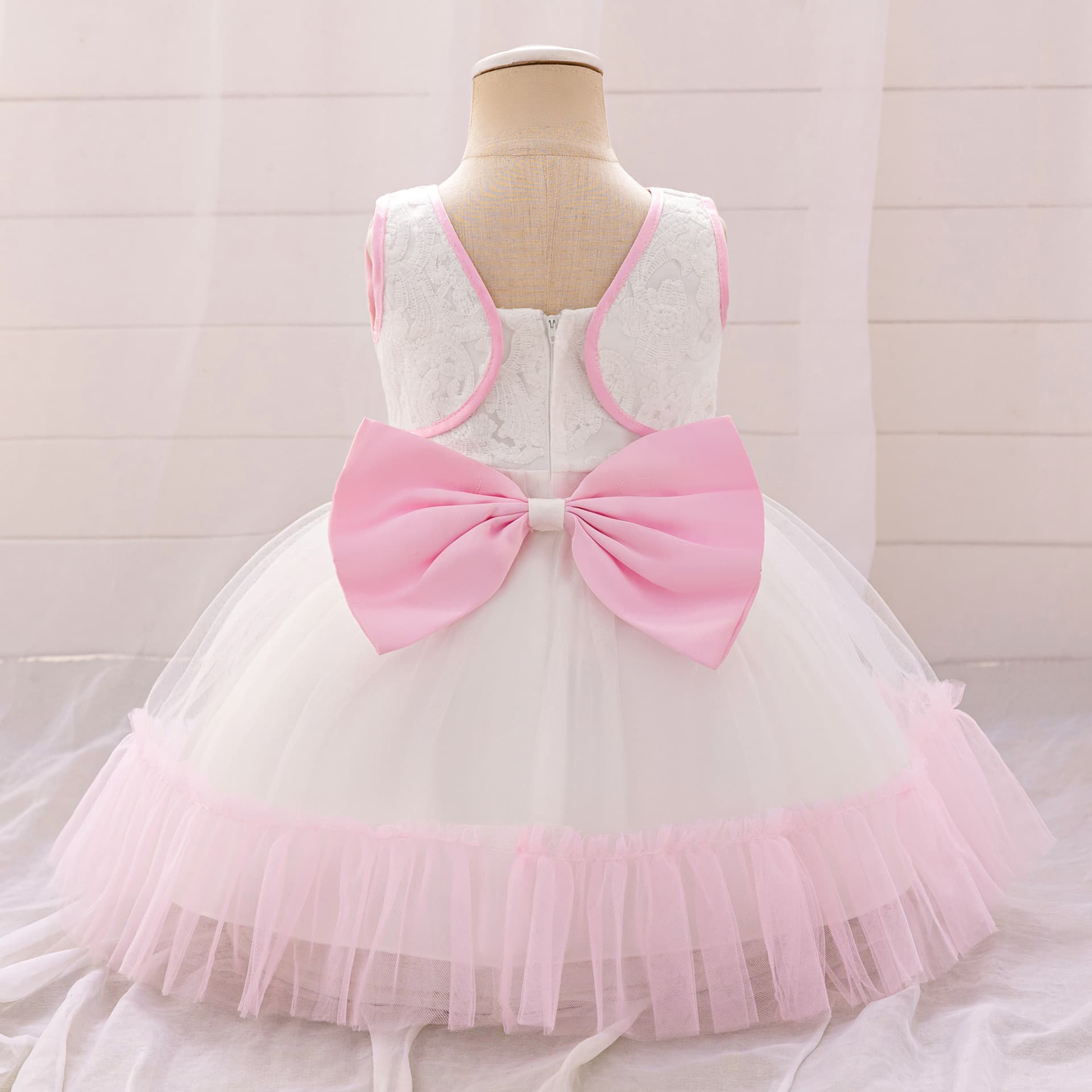 Baby Dress New Foreign Trade Children's Tulle Dress Bow Flower Princess Dress Birthday Dress