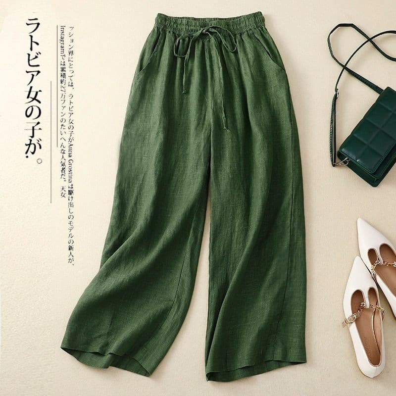 Multi-color optional loose wide-leg pants cotton and linen wide-leg solid color casual pants this summer new plus size women's clothing art