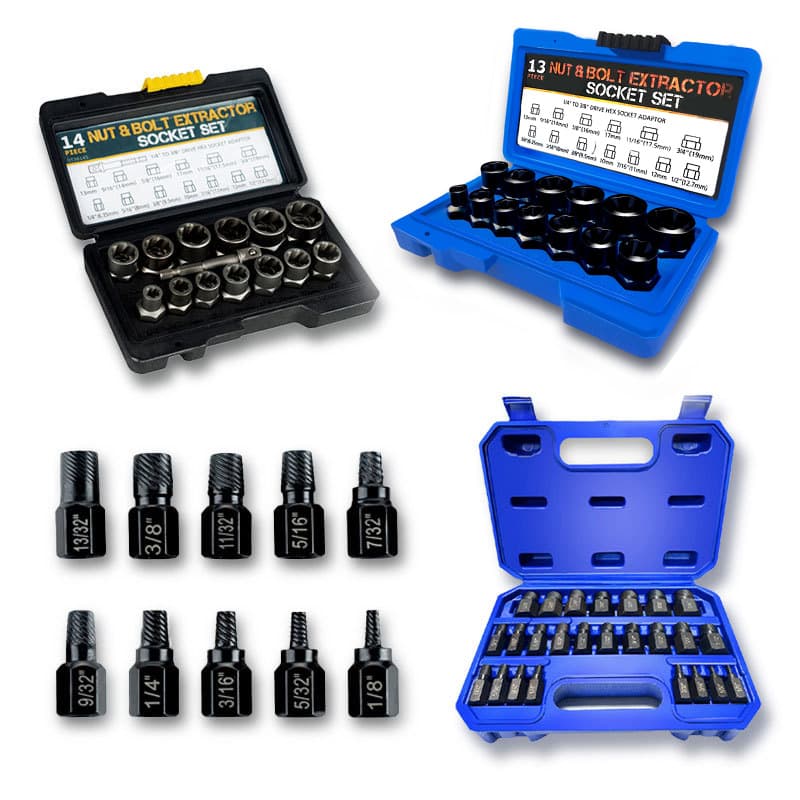 14-Piece Nut Extractor Set for Damaged and Incomplete Hex Nut Removal Socket Tool Kit
