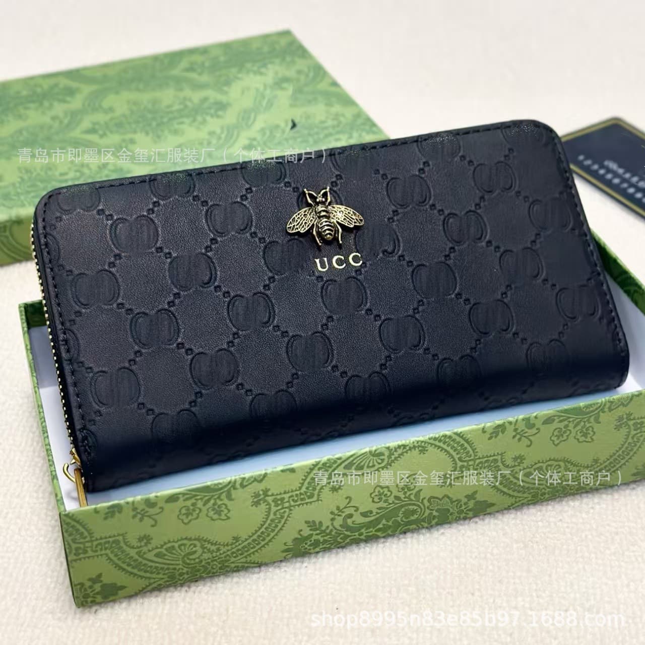 Animal series bee pattern printed logo single pull small clutch men's coin purse multi-layer wallet