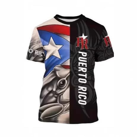 Puerto Rican Men's T-Shirt Short Sleeve T-Shirt Flag Graphic Print T-Shirt Oversized Men's Clothing Tops
