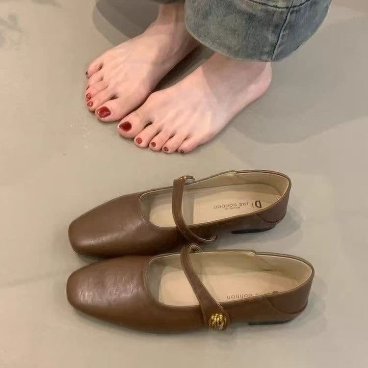 Block Heel French Mary Jane Shoes Women 2026 Spring New Versatile Fairy Style Korean Retro Low Heel Shoes