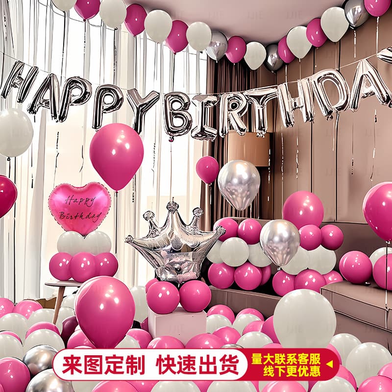 Birthday Balloon Party Decorations Scene Arrangement Background Wall Costumes Package Set Latex Round Balloons Mixed Colors