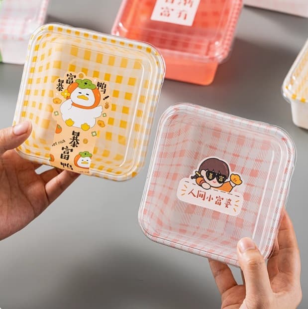 ins Xiaohongshu same style Tianmoer hand-painted square grid cake box tiramisu cake packaging box
