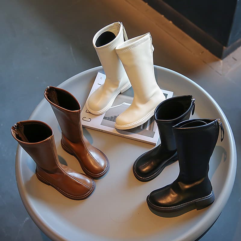 Girls' Long Boots 2024 Autumn/Winter New Korean Fashion Rider Boots Fleece-Lined Little Princess Warm High Boots