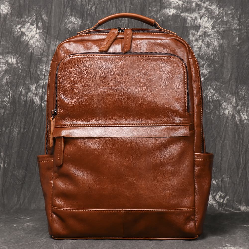 New European and American Retro Style Top Layer Cowhide Men's Travel Backpack Women's Genuine Leather Laptop Backpack Large Capacity Handbag