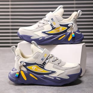 Children's Shoes 2026 Autumn New Boys' Sports Shoes Breathable Mesh Student Shoes Middle and Big Kid Leather Running Shoes
