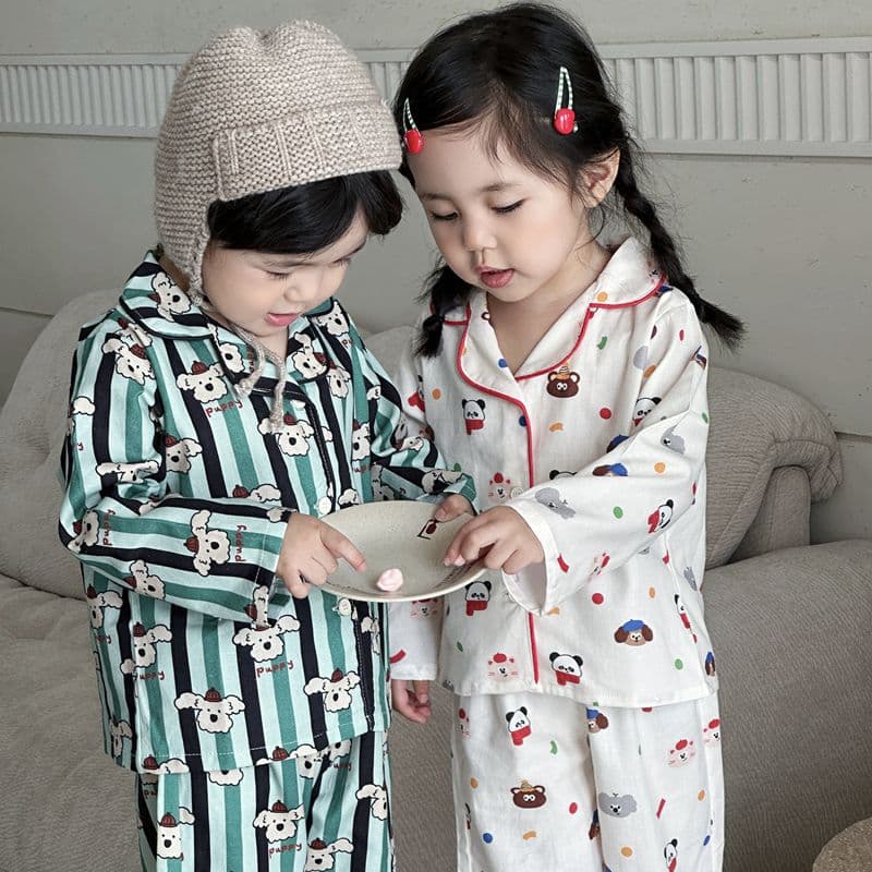 Class A Boys and Girls Pure Cotton Baby Turn-down Collar Homewear Children's Four-Season Long Sleeve Long Pants Cotton Cardigan Pajamas 5