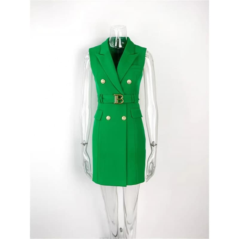 2026 Autumn Light Luxury Sleeveless Red Belt Vest Suit Skirt Slim Fit Versatile Temperament Commuting Dress Women