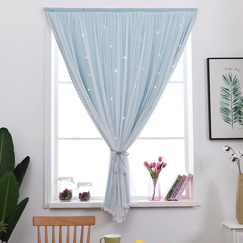 Viral Ready-Made No-Drill Installation Magic Tape Paste Blackout Bedroom Bay Window Sheer Simple Foreign Trade Wholesale