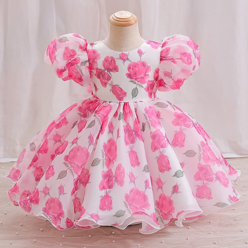 Toddler dress, mesh skirt, children's floral princess dress, summer style baby dress for 1-8 years old, cross-border shipping