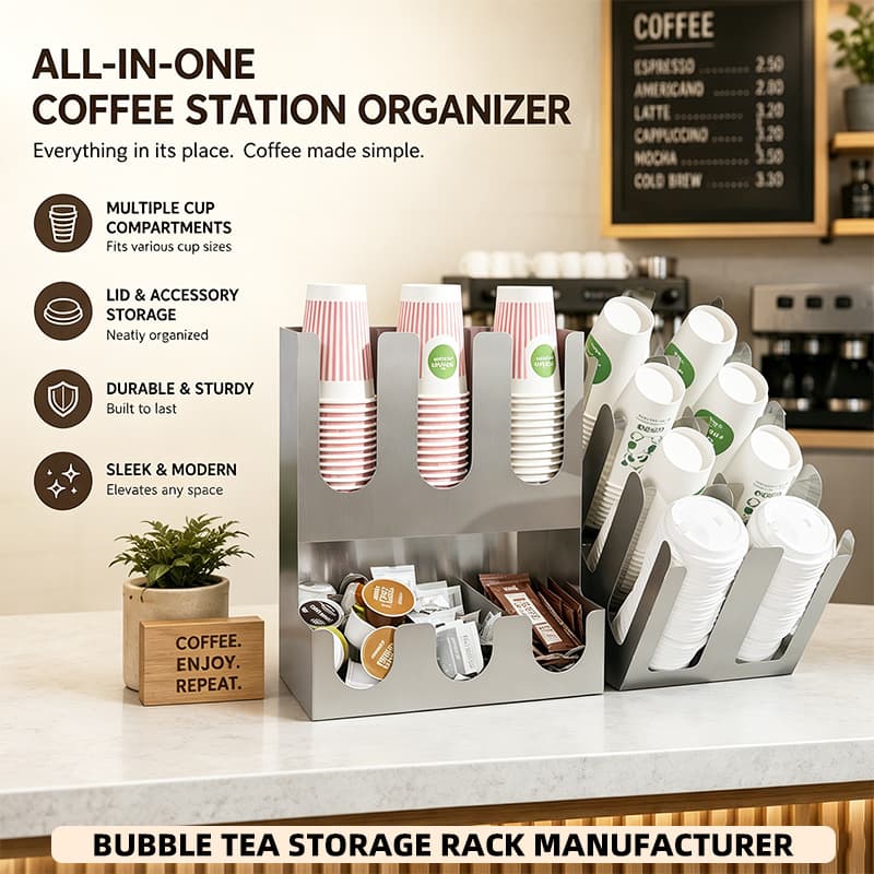 Cup Dispenser Stainless Steel Cup Rack Coffee Tea Cup Storage