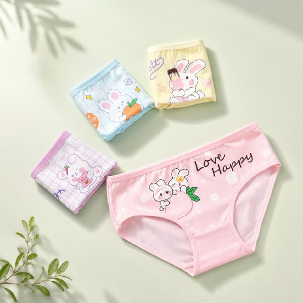 Cross-Border Direct Sales Girls' Triangle Underwear Pure Cotton Children's Girls' All-Cotton A-Class Cartoon Little Girl Children's Pants with Cartoon Patterns