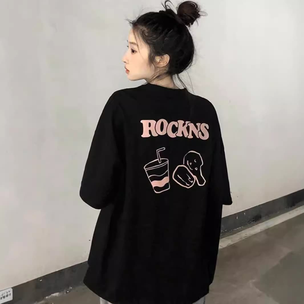 American retro black short-sleeved T-shirt for women in spring and autumn, large size summer half-sleeved T-shirt bottoming shirt, versatile top