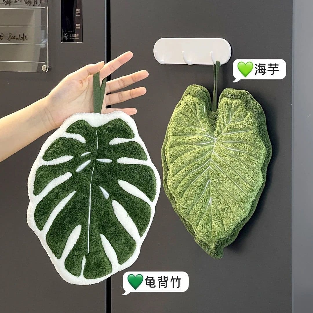 Alocasia plant leaves hand towel cute hanging hand towel absorbent kitchen bathroom towel handkerchief thickened and enlarged