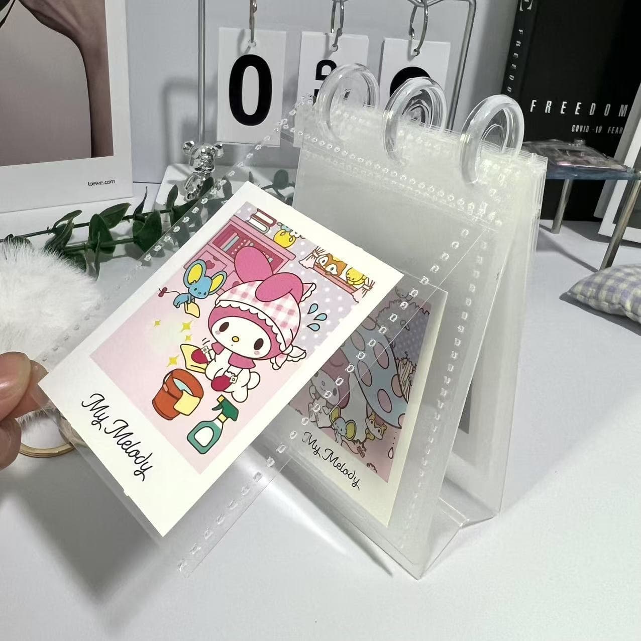 3-inch Mini Card Stand-up Desktop Calendar Album with Mushroom Holes for Idol Fan-Made Collection