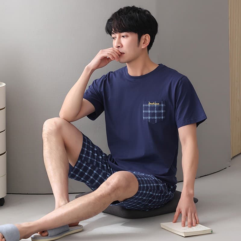 300 Jin Plus-Size Summer Pajamas for Men, Short-Sleeve Student Korean Sporty Style Fashionable Loungewear Set