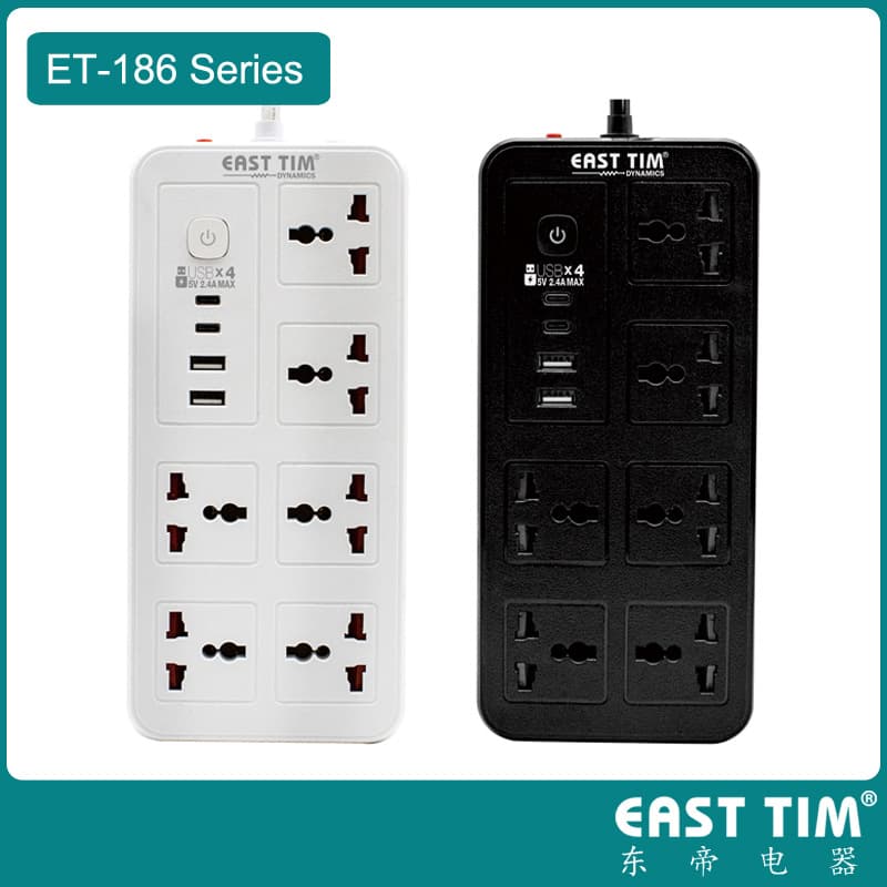 New High Power 3000W Six-outlet Universal Hole Power Strip Hot-selling Export Extension Cord USB Power Strip Middle East Southeast Asia Africa