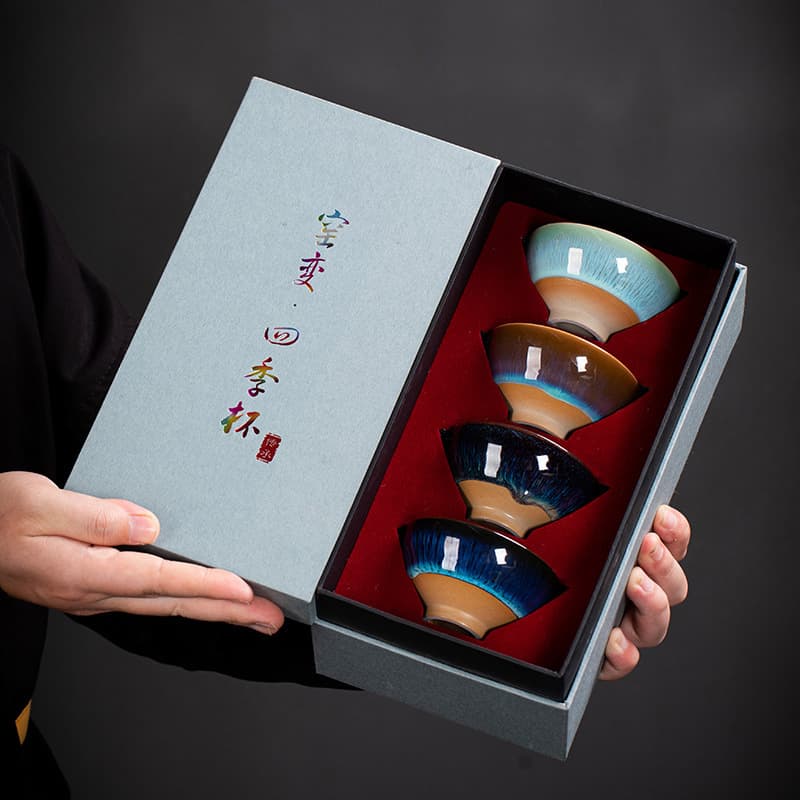 Kiln Transformation Master Cup Ceramic Tea Cup Chinese Style Home Kung Fu Tea Cup Personal Single Cup Yohen Tea Bowl Gift Box Set