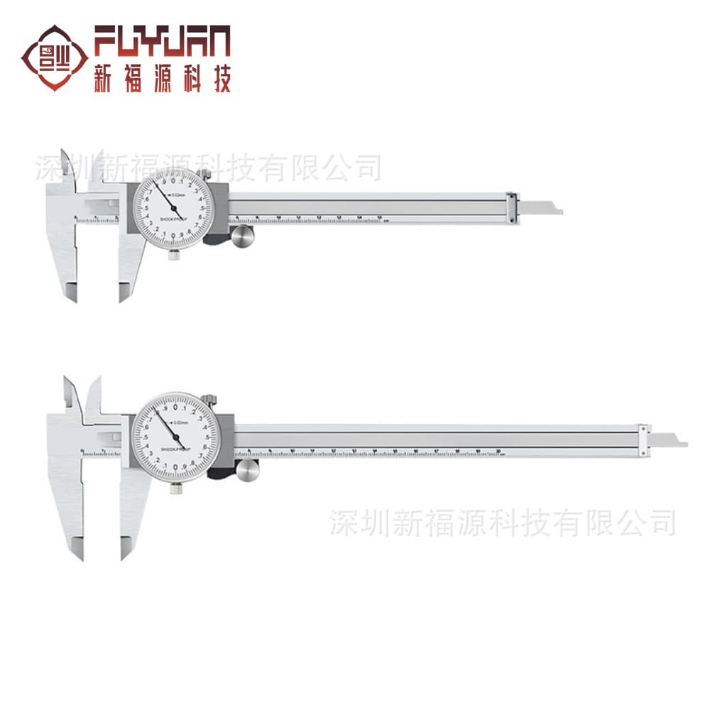 Stainless steel calipers with dial, 0-150/0-200mm, high-precision unidirectional shockproof vernier calipers, accuracy 0.02.