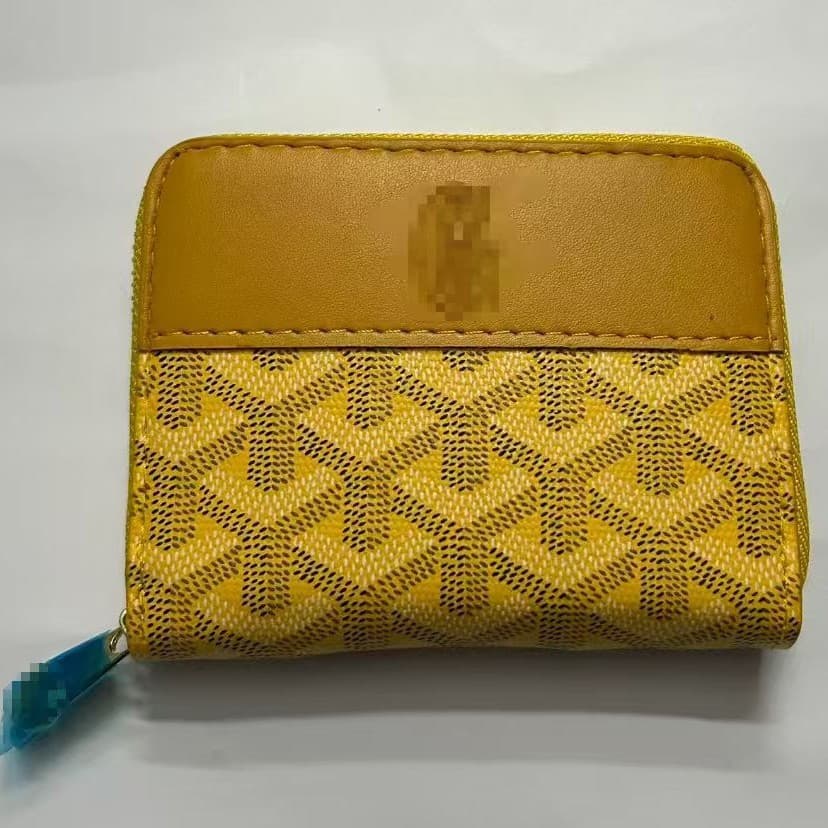 60017 New Style Cowhide Single Zipper Wallet Dog Tooth Y Letter Print Coin Purse