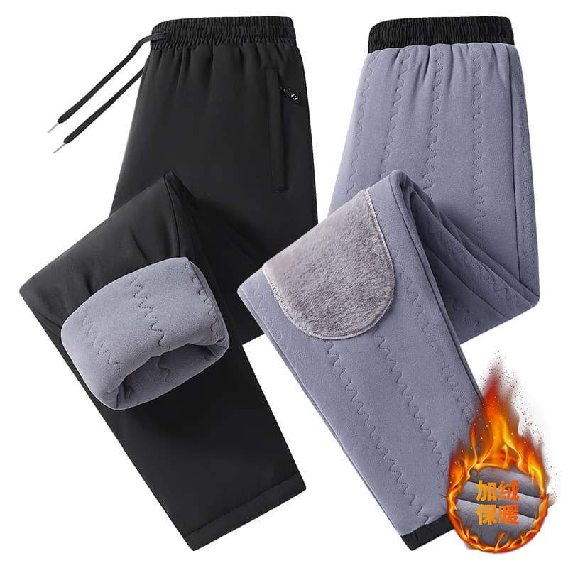 2025 New Style Fleece-Lined Thickened Casual Pants Cotton Pants Winter Cold-Proof Warm Pants Long Pants Knee Protection Rabbit Fur Fleece-Lined Pants
