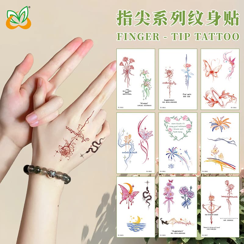 Finger Tattoo Sticker, Cute English Waterproof Long-Lasting Collarbone Decoration Bracelet Temporary Tattoo
