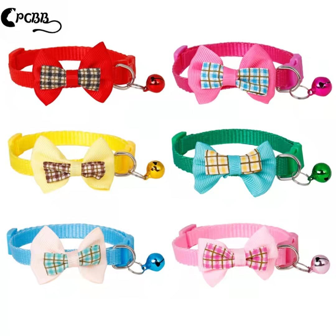 Checkered Bow Tie Collar Bell Collar Cat Collar Dog Collar Cat Head Collar Factory Direct