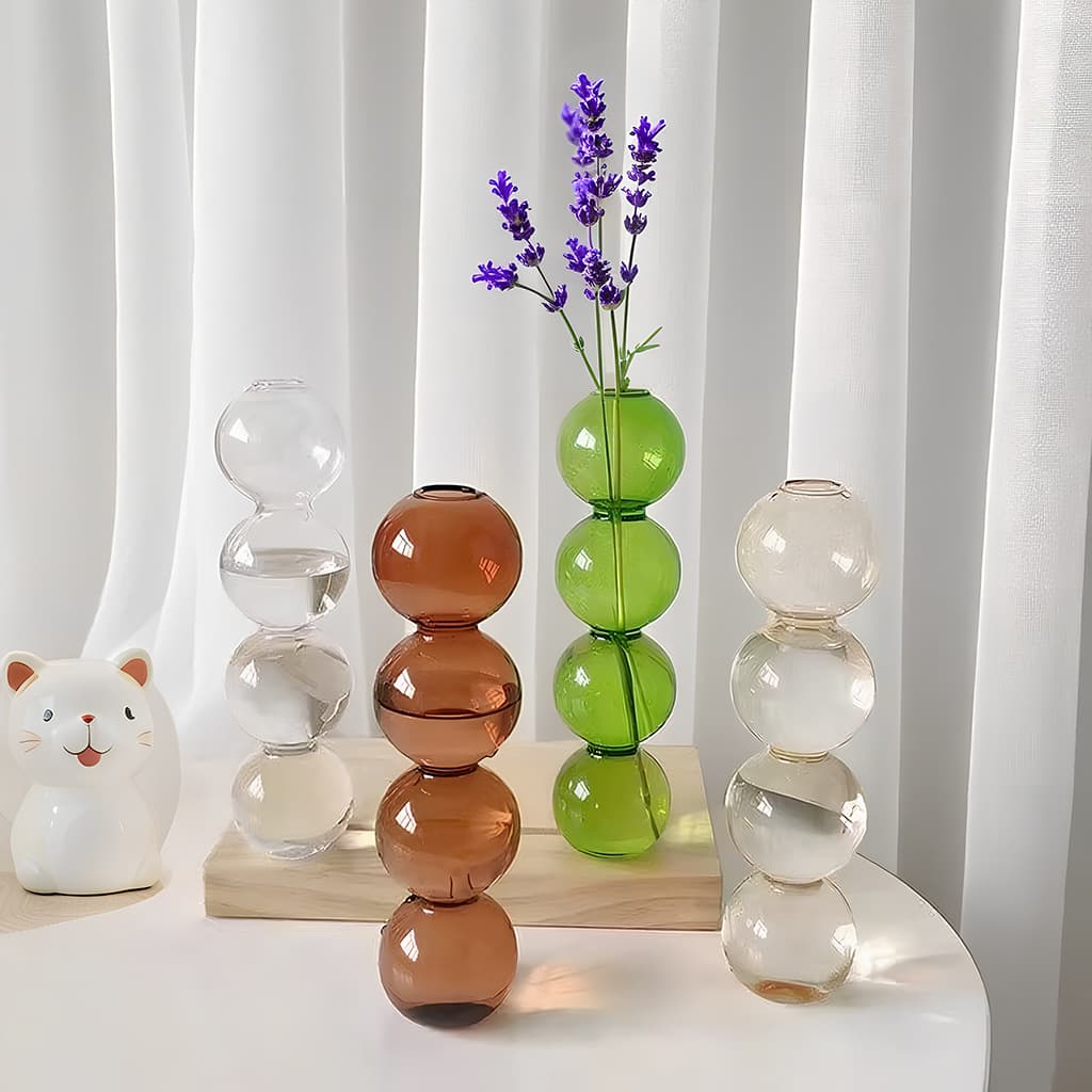 Ins-style Bubble Glass Vase Nordic Transparent Small Vase Decoration Hydroponic Flower Arrangement Living Room Dining Home Decor