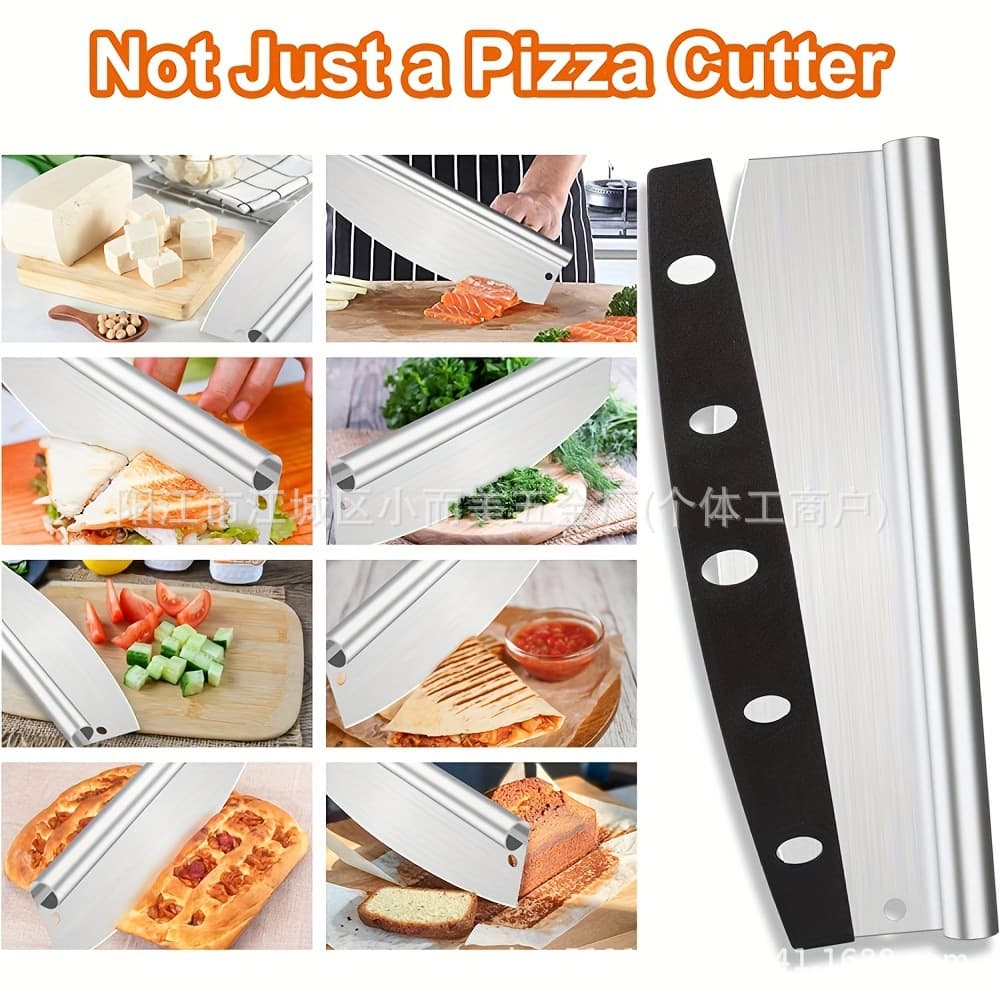Cross-border factory direct supply of stainless steel pizza knife integrated half-moon pizza cutter bread cutter baking tool