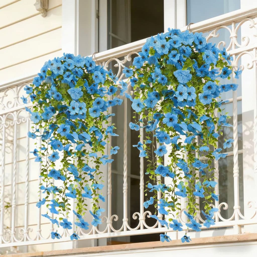 Artificial Flower Violet Wall Hanging Vine Home Decoration Fake Flower Ornament Green Plant Eucalyptus Artificial Flower Prop Wholesale