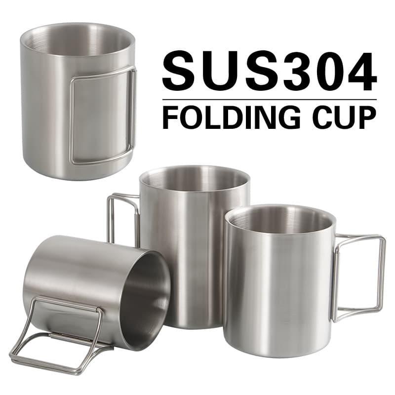 304 Stainless Steel Folding Water Cup - Portable for outdoor camping and hiking, double-layer insulated mug and coffee cup.