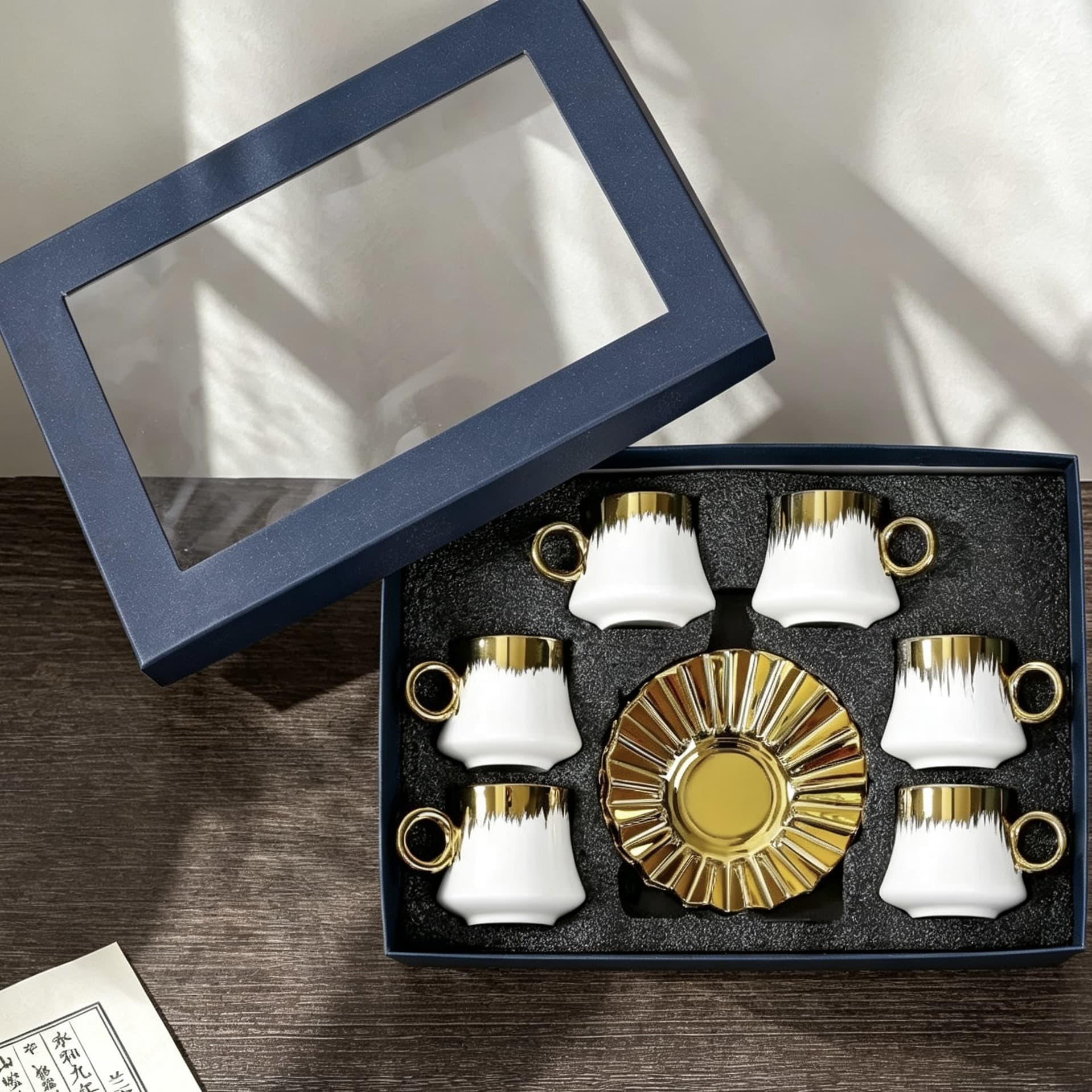 Foreign Trade Cross-Border Middle Eastern Turkish European-Style Vintage Ceramic Gold-Plated Coffee Cup and Saucer Set High-End Light Luxury Tea Cup