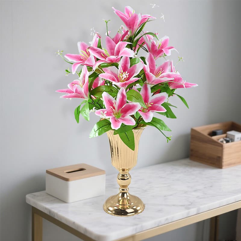 Wholesale 18-Head Artificial Lily Flowers for Cross-Border Scene Decoration, Event Setup, Floor Arrangement, and Bouquet
