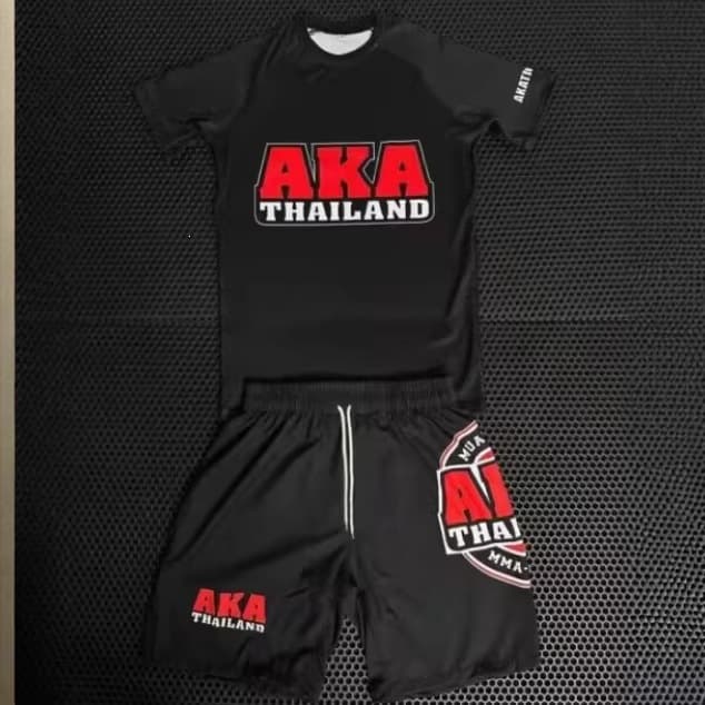 2026 New AKA Thailand Muay Thai MMA Fighting Set Men's 3D Print Short Sleeve Set