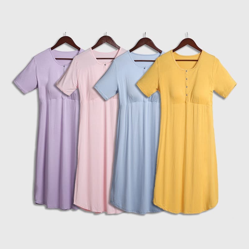 Nursing Nightdress Home Dress Postpartum Nursing Top Modal Pregnant Women's Dress Summer Thin Dress for Delivery