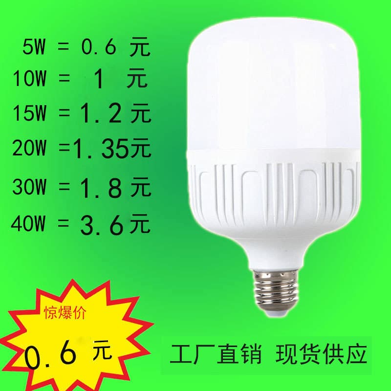 Factory wholesale LED energy-saving light bulb E27 high-quality ball bulb high-power stall light household super bright plastic light