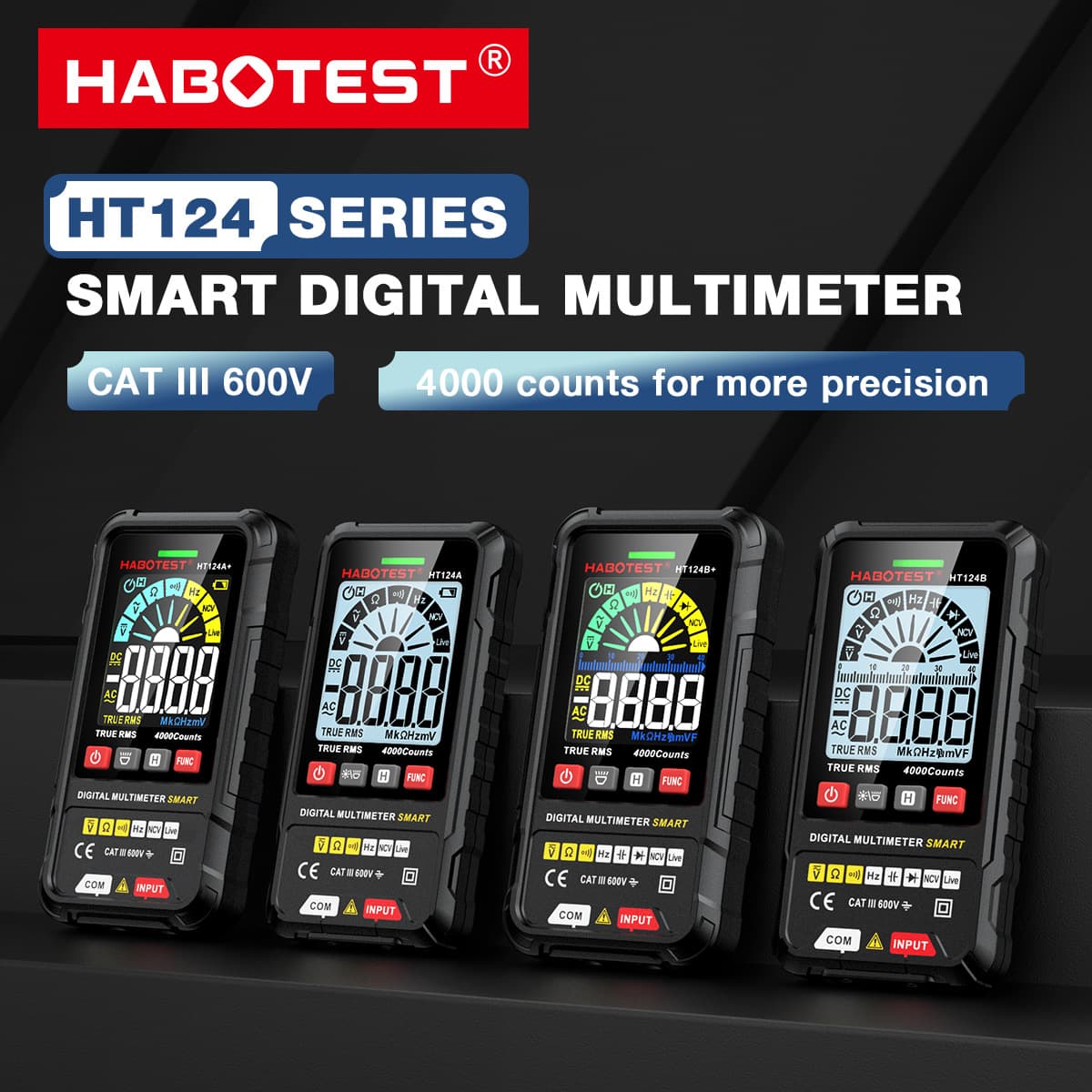 HABOTEST Huabo HT124A/B ultra-thin multimeter digital high-precision intelligent anti-burn fully automatic multimeter