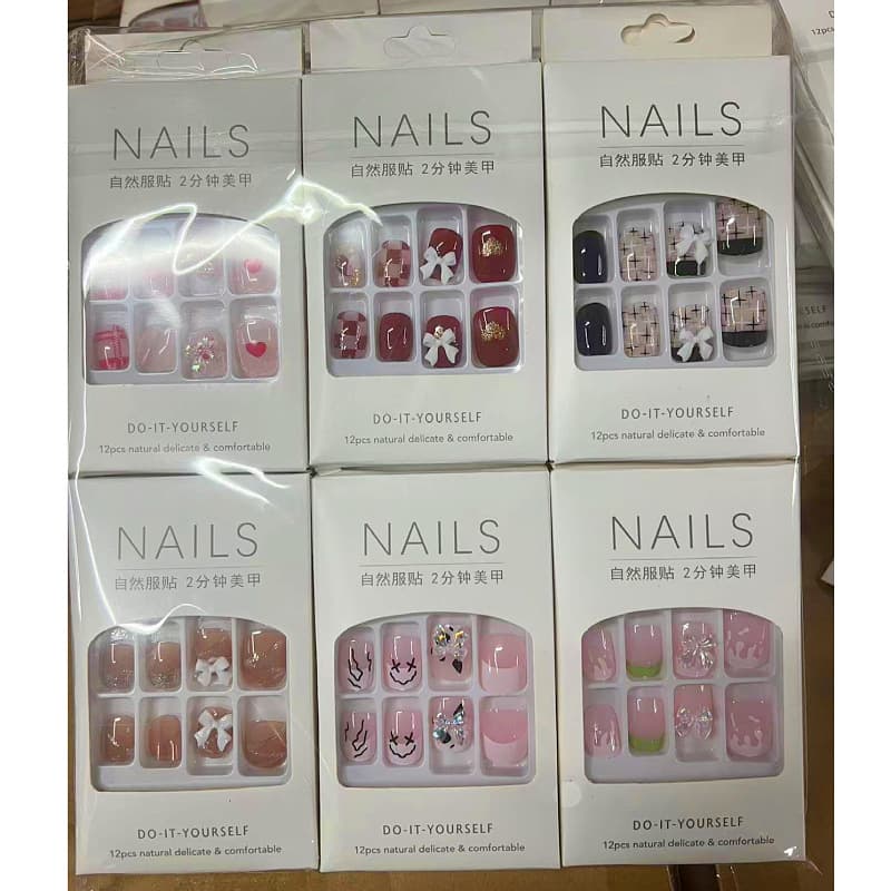 Product: Wearable Student Nail Stickers, Mid-Length French Bow Nail Patches