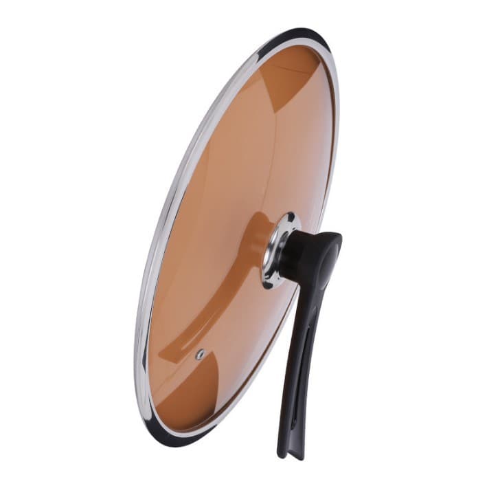 Universal Explosion-Proof Thick Wide-Border Smoked Glass Round Lids for Small/Large Home Woks and Pans