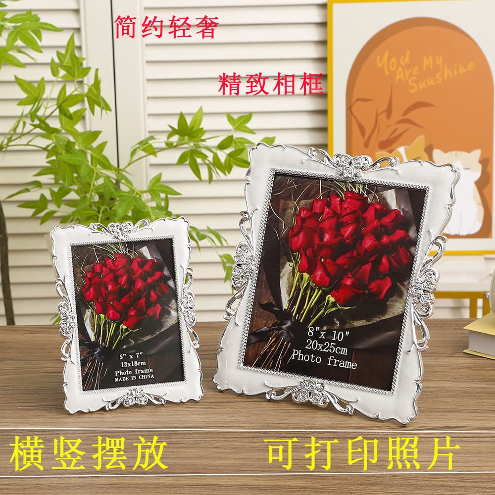 Factory Direct European Creative Resin Silver Edge 7-inch 10-inch Photo Frame Wholesale Studio Wedding Photo Gift Frame