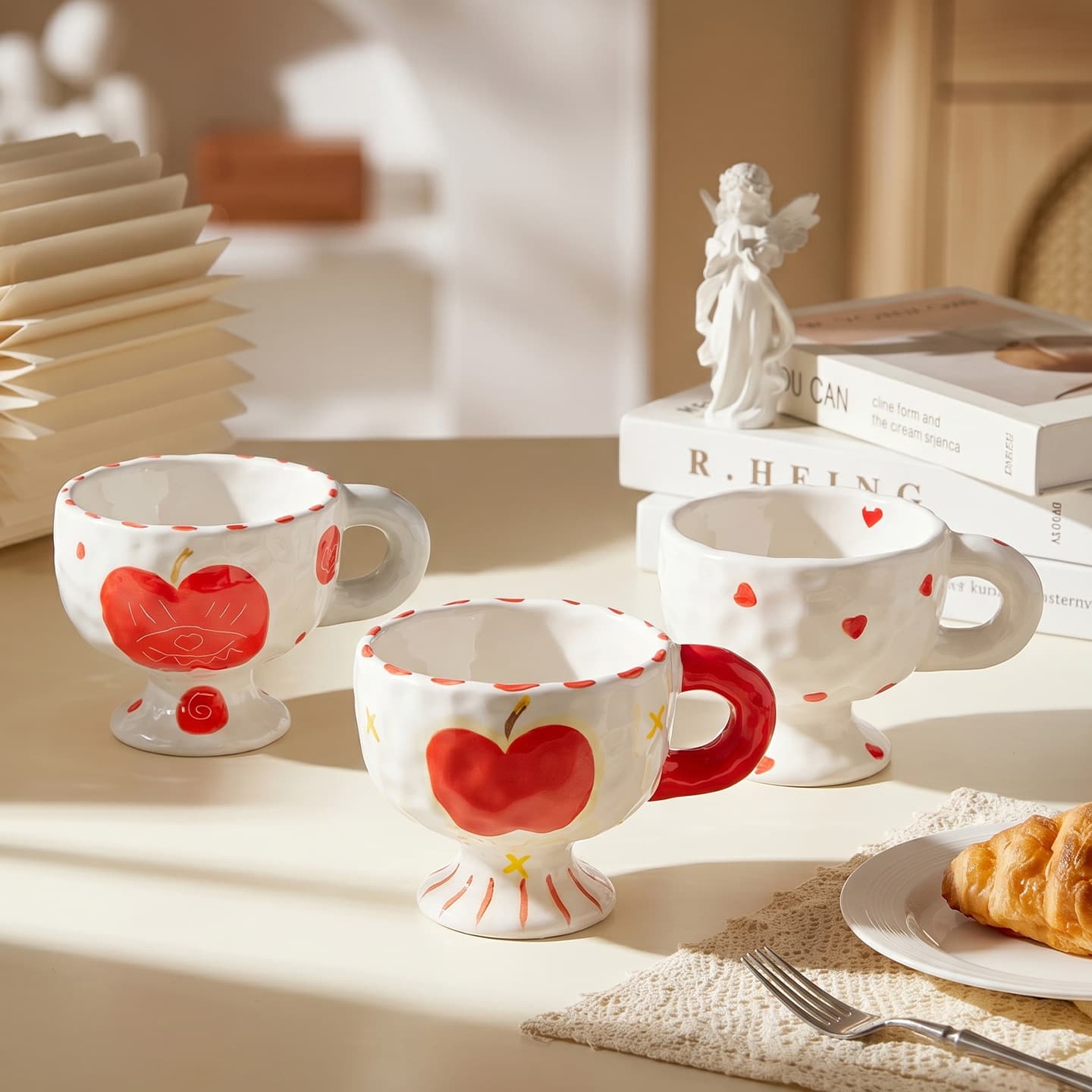 Ins-style ceramic mug with irregular hand-grip design, unique gift idea, creative hand-painted ceramic cup, water cup, mug
