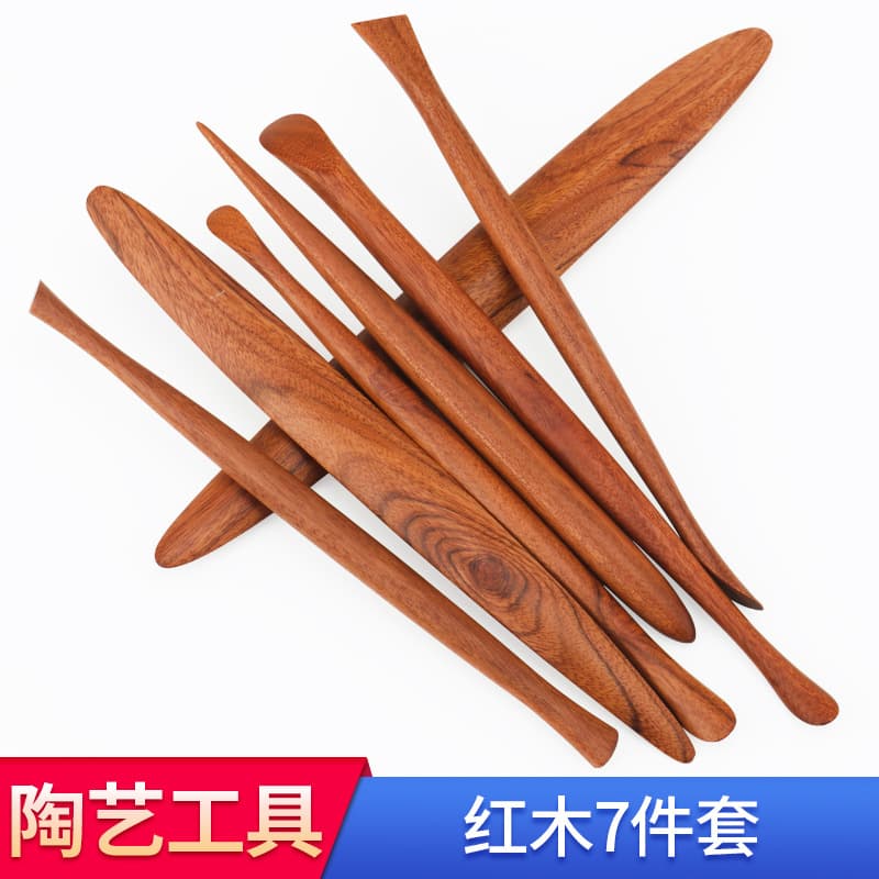 7-Piece Rosewood Clay Sculpture Tool Set, Sculpting Tools for Figurines, Fine Carving, Colored Oil Clay, Soft Polymer Clay, Pottery, and Clay Modeling Knives