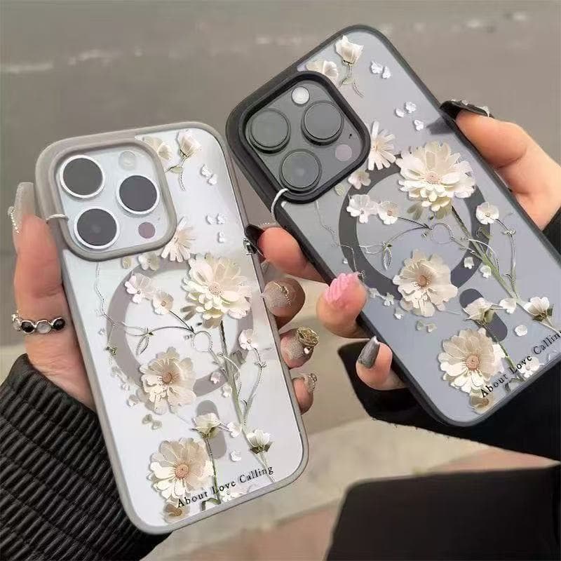 Fresh Daisy suitable for Apple 17Promax mobile phone case iphone16 Macaron magnetic suction case 15 European and American style 14