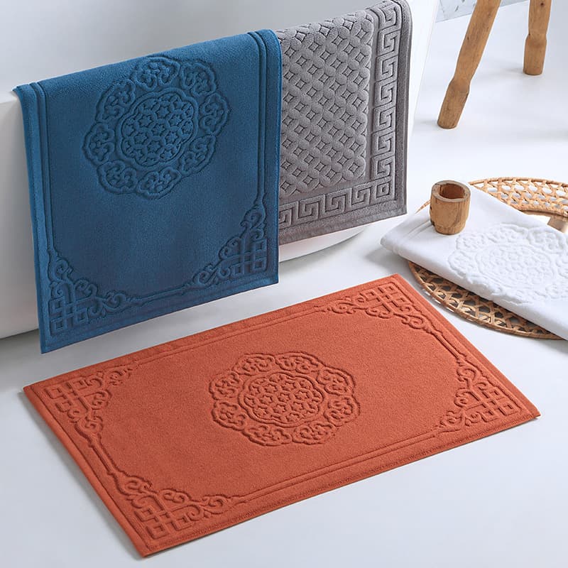 Lanjin New Chinese Style Bathroom Mat, Retro Style, All-Cotton Bathroom Mat, Thickened Pure Cotton, Absorbent and Machine Washable