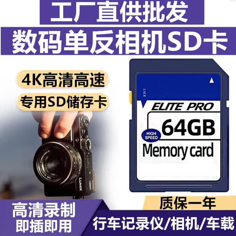 Factory Direct SD Card 128GB Camera Memory Card Large Card 64GB High Speed Surveillance Dash Cam Storage Card 32GB