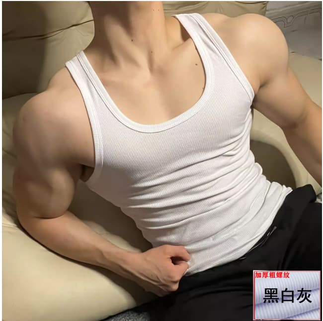 [Factory Direct] Ribbed Tank Top for Men - Summer Training & Fitness Athletic Vest with High Stretch