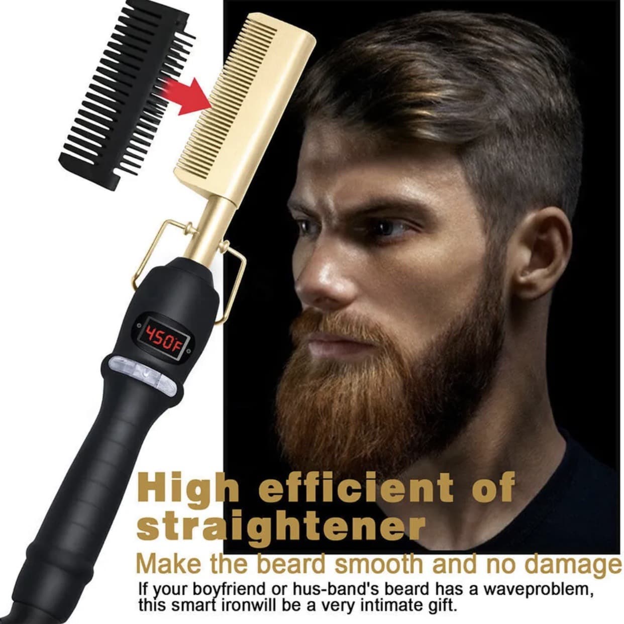 Amazon Wet/Dry Electric Heating Copper Comb Hair Straightener Brush for Home Use Curling Iron Wholesale