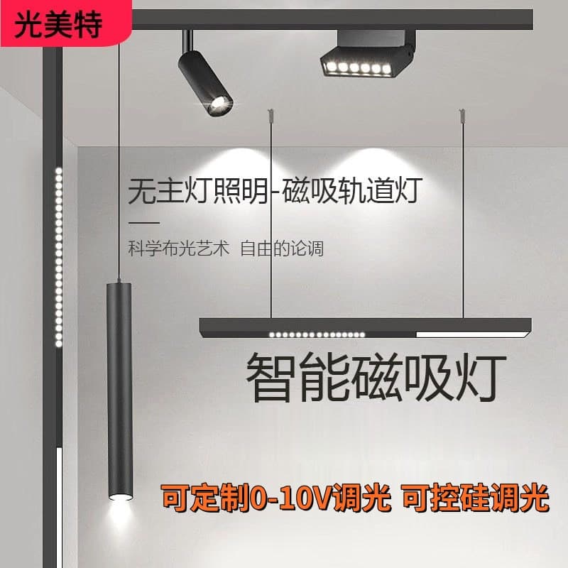 Home Living Room Smart Voice-Controlled Magnetic Track Light with Zigbee 0-10V Dimming